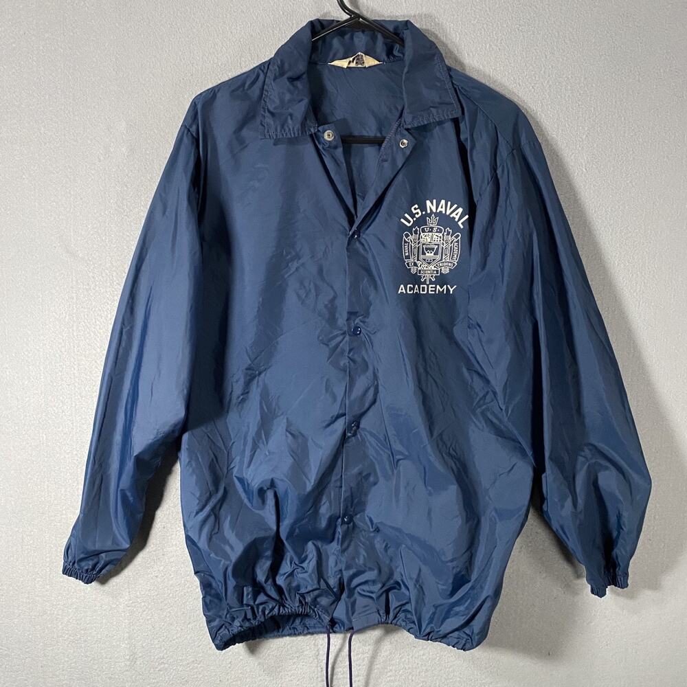 Vintage US Naval Academy Coaches JEM Windbreaker Light Jacket Blue Size Medium